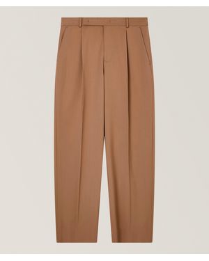 Emporio Armani Stretch-Virgin Wool Wide-Leg Pants - Brown