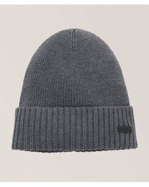 BOSS Rib-Knit Virgin Wool Beanie - Grey