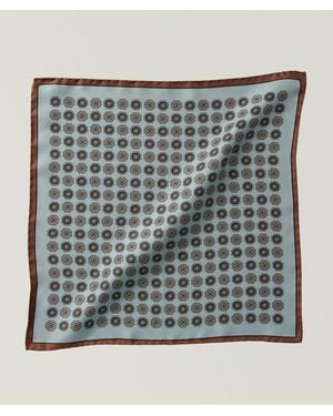 Canali Medallion Silk Pocket Square - Metallic