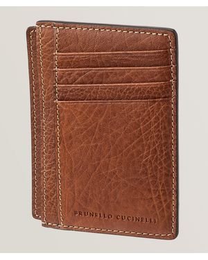 Brunello Cucinelli Grained Leather Xl Cardholder - Brown