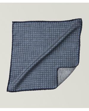 Brunello Cucinelli Mosaic-Print Silk Pocket Square - Blue