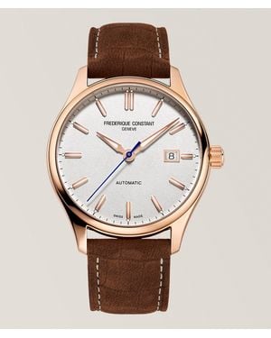 Frederique Constant Classics Index Automatic Nubuck Leather Watch - Metallic