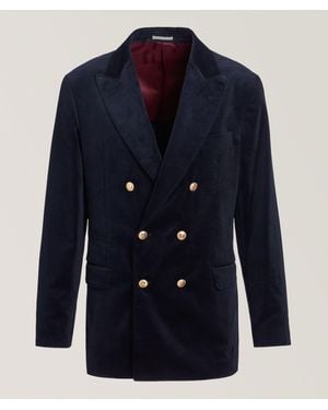 Brunello Cucinelli Double-Breasted Corduroy Sport Jacket - Blue
