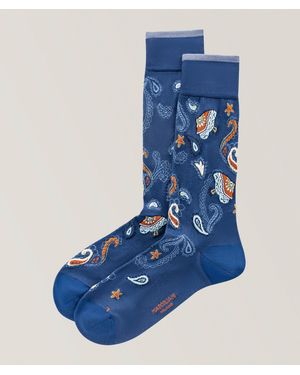 Marcoliani Goa Fish Fresh Of Modal Dress Socks - Blue