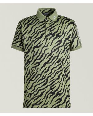 J.Lindeberg Tiger-Print Tech Polo Shirt - Green