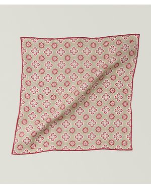 Isaia Floral Medallion Linen Pocket Square - Pink