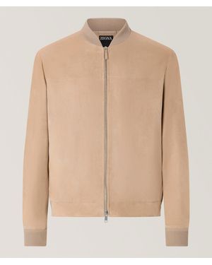 ZEGNA Classic Suede Bomber - Natural
