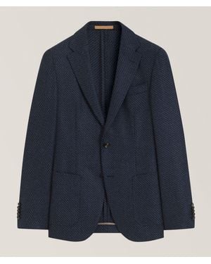 BOSS Slim-Fit Heston Patterned Wool Sport Jacket - Blue