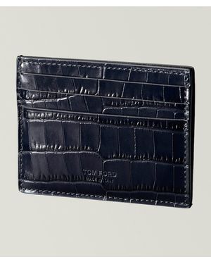 Tom Ford Croc-Print Leather Cardholder - Blue