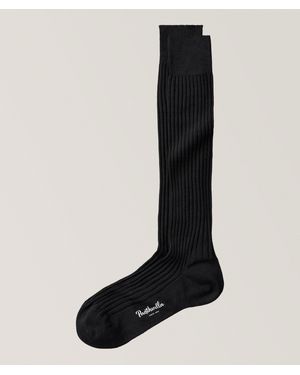 Pantherella Knee-High Merino Ribbed Socks - Black