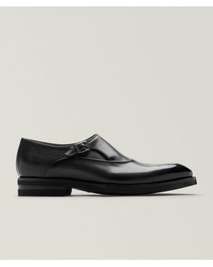 Magnanni Orlay Brogue Leather Monkstraps - Black