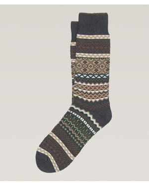 ANT45 Corvara Fair Isle Cotton-Blend Socks - Grey