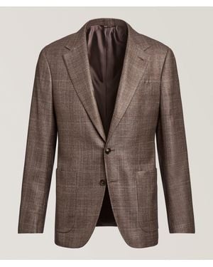 Canali Kei Check Unstructured Silk-Cashmere Sport Jacket - Brown