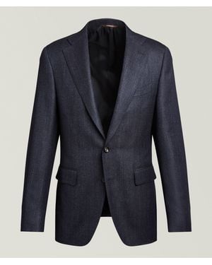 Canali Capri Herringbone Wool-Blend Sport Jacket - Blue