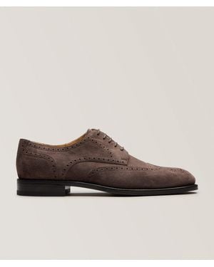 Kiton Suede Wingtip Brogue Derbies - Brown