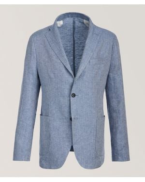 Patrick Assaraf Herringbone Linen Sport Jacket - Blue