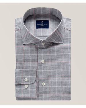 Emanuel Berg Premium Luxury Windowpane Yoga Cashmere Dress Shirt - Blue