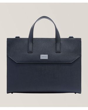 Emporio Armani Tumbled Leather Briefcase - Blue