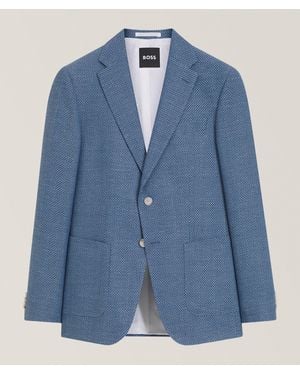 BOSS Hutson Slim-Fit Wool-Blend Sport Jacket - Blue