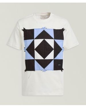 A.P.C. Diamond Quilted Cotton T-Shirt - Blue