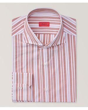 Isaia Multi-Stripe Cotton Dress Shirt - Pink