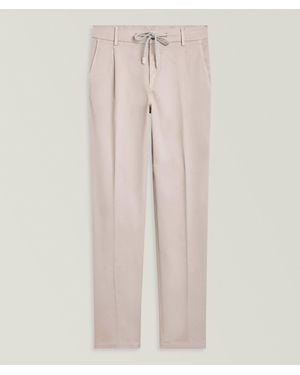 Eleventy Cotton-Stretch Pleated Sweatpants - Natural