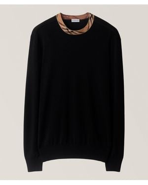 Burberry Check Trim Wool Sweater - Black