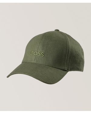 BOSS Zed Logo Linen Baseball Cap - Green