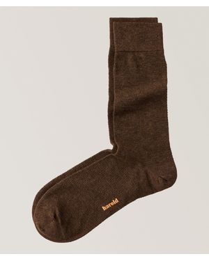 Harold Moss Stitch Cotton-Blend Socks - Brown