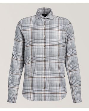 Emanuel Berg Check Cotton Flannel Twill Shirt - Grey
