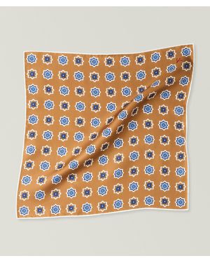 Isaia Medallion Silk Pocket Square - Metallic