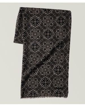 Kiton Floral Cashmere Scarf - Black
