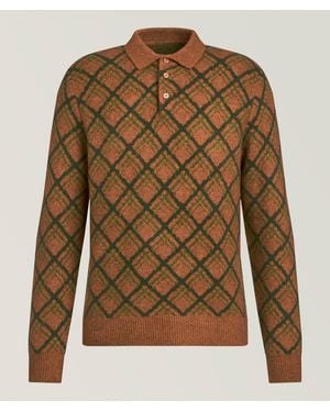 Camplin Argyle Mohair-Blend Polo Sweater - Brown