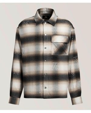 Represent Allover Initial Check Flannel Overshirt - Grey