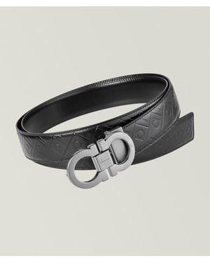 Ferragamo Adjustable & Reversible Double Gancini Leather Belt - Black