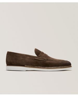 Bontoni Fascinoso Suede Apron Penny Loafers - Brown