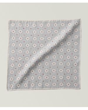 Eleventy Medallion Wool-Cotton Pocket Square - Grey