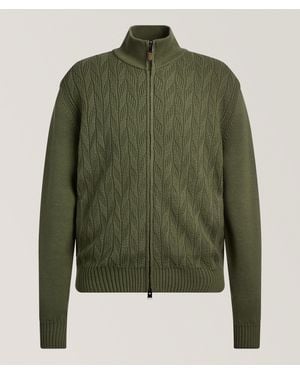 Canali Freccia Crochet Knit Cardigan - Green