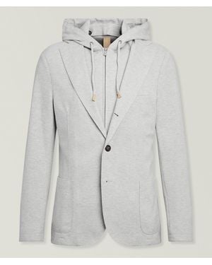 Eleventy Hooded Bib Diamond-Weave Sport Jacket - Grey