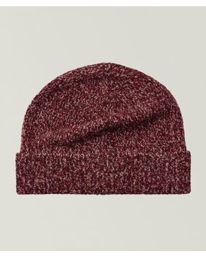 Brunello Cucinelli Marled Wool-Silk-Cashmere Knit Beanie - Red