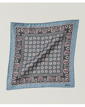 Brioni Medallion-Print Silk Pocket Square - Metallic