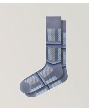 Bugatchi Stripe Stretch-Cotton Socks - Blue