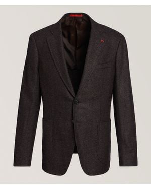 Isaia Herringbone Wool, Silk & Cashmere Sport Jacket - Black