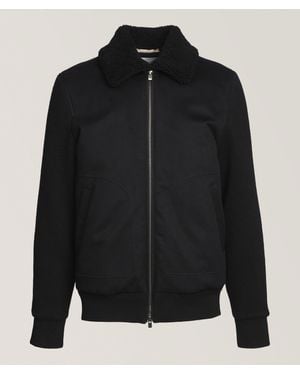 Agnona Stormlight Hybrid Shearling Cashmere Bomber - Black