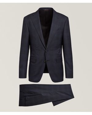 Canali Capri Checked Wool Suit - Blue