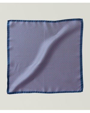 Canali Geometric Silk Pocket Square - Blue
