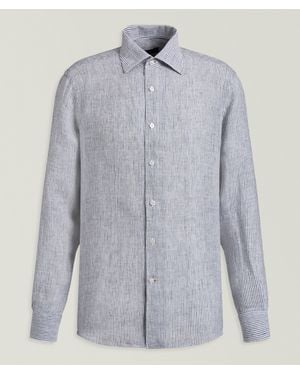Robert Talbott Morgan Striped Linen Shirt - Grey
