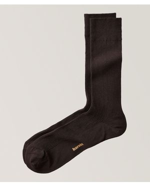 Harold Fine Ribbed Stretch-Cotton Socks - Black