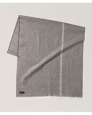 Canali Textured Tweed Virgin Wool-Blend Scarf - Grey