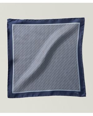 Brioni Neat Silk Pocket Square - Blue